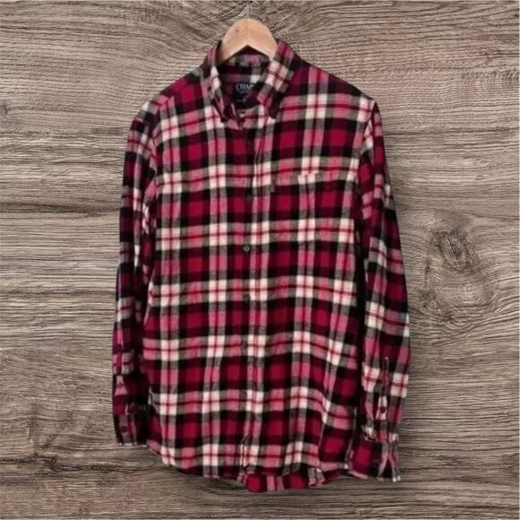 Chaps Red Plaid Flannel Button Down Shirt Men’s Medium - Picture 1 of 7